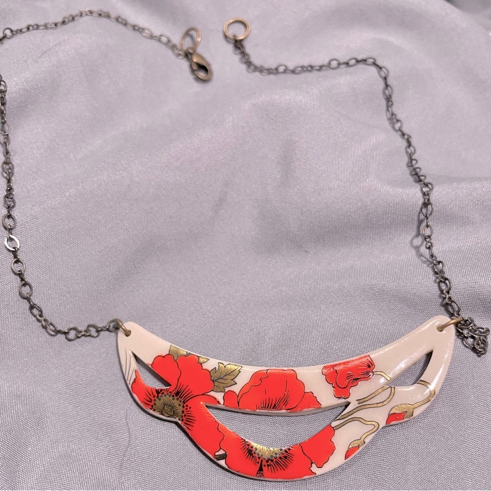 Handmade ceramic & metal necklace